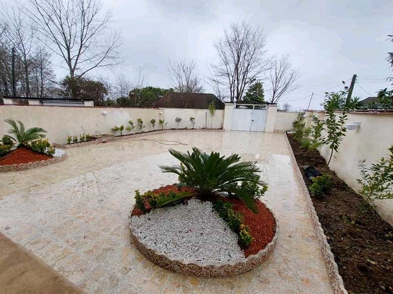 ویلاباغ نوساز نماسنگ محوطه سازی شده جنگلی